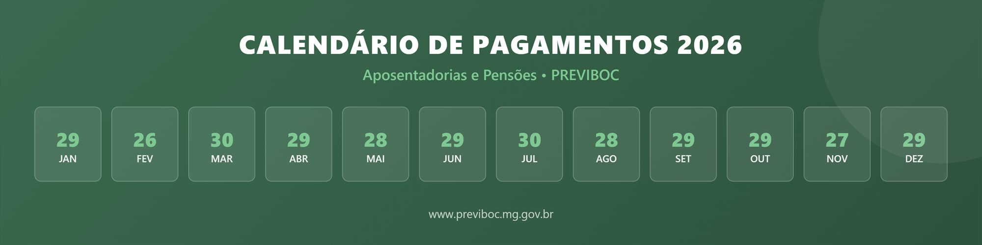 Calendário de Pagamentos 2026